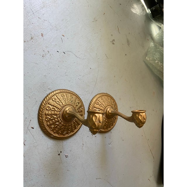 Vintage 1968 Ornate Brass Metal Bathroom Towel Bar End Caps 2 pc. Good shape for being over 50 yrs old. Will Have Buy A...