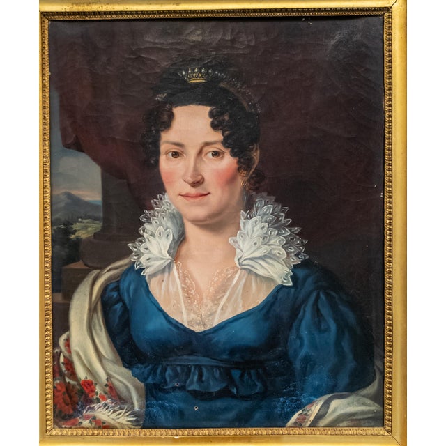 We are selling this gorgeous European portrait of a young lady. This lady is well painted with detailed face and hair. The...