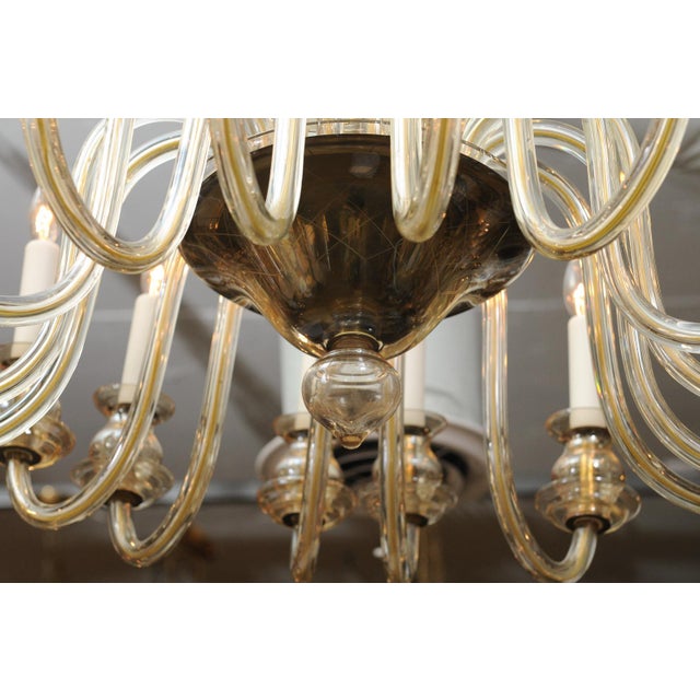 1960s 16-Light Amber Venetian Glass Chandelier, Italy For Sale - Image 9 of 18