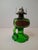 Antique Emerald Green Glass Kerosene Finger Lamp 4-Panel Portrait Pilgrim For Sale - Image 11 of 18