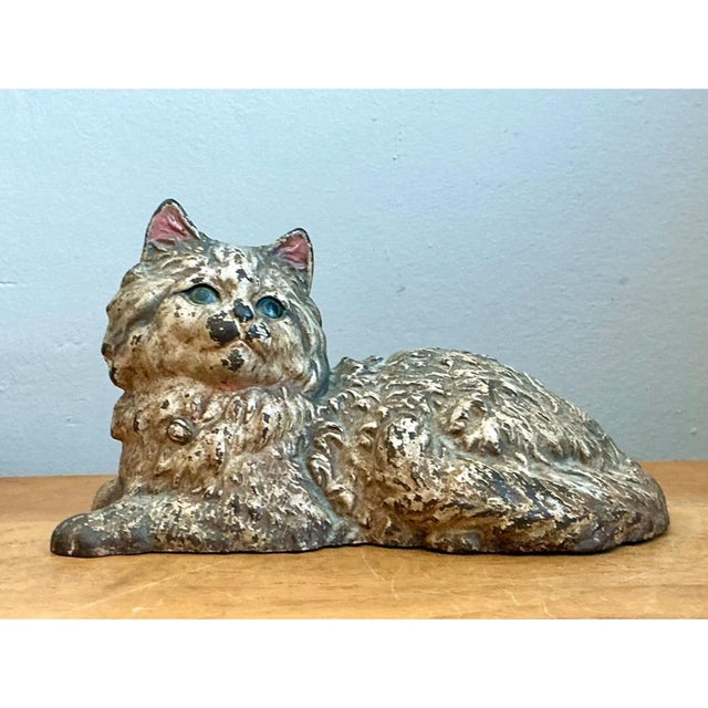 Vintage Painted Metal Cat Doorstop For Sale - Image 12 of 12