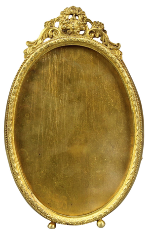 French Louis XVI Bronze Oval Desktop Picture Frame, 1900s