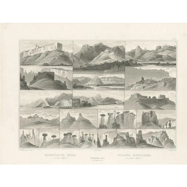 Antique print titled 'Merkwürdige Hügel - Collines Singulieres'. Aquatint engraving by Salathé after Bodmer. A composite...
