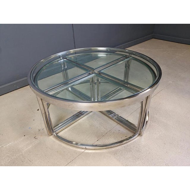 Gold Chromed Coffee Table with Nesting Tables, 1970s, Set of 5 For Sale - Image 8 of 12