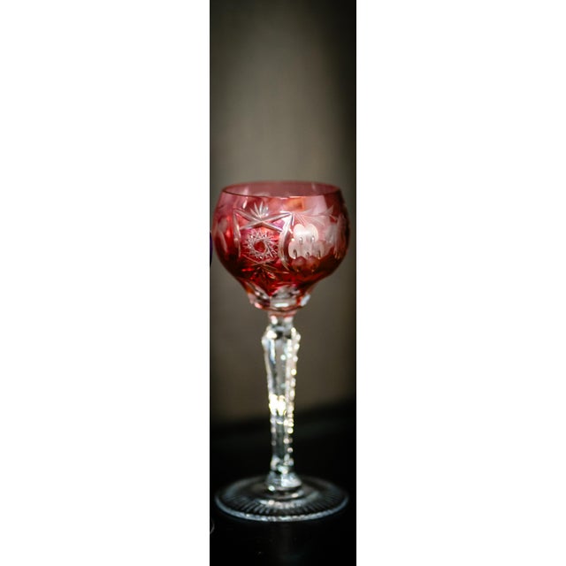 English 1970s Nachtmann Traube Cut to Color Crystal Wine Glasses Varied Colors - Set of Four For Sale - Image 3 of 5