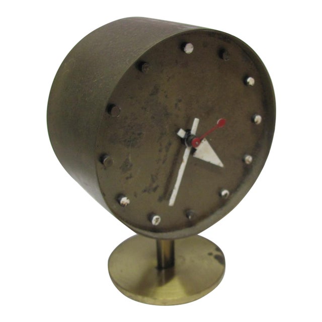 1950s Nelson Designed Chronopak Brass Desk Clock for Howard
