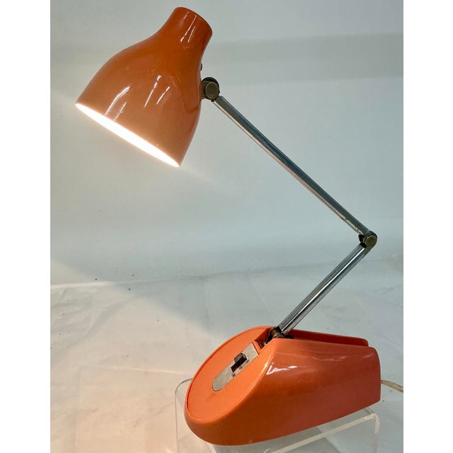 Adorable articulateted foldable small desk lamp by Hamilton Industries. Circa 196-s. Hi and low setting. Metal shade and...