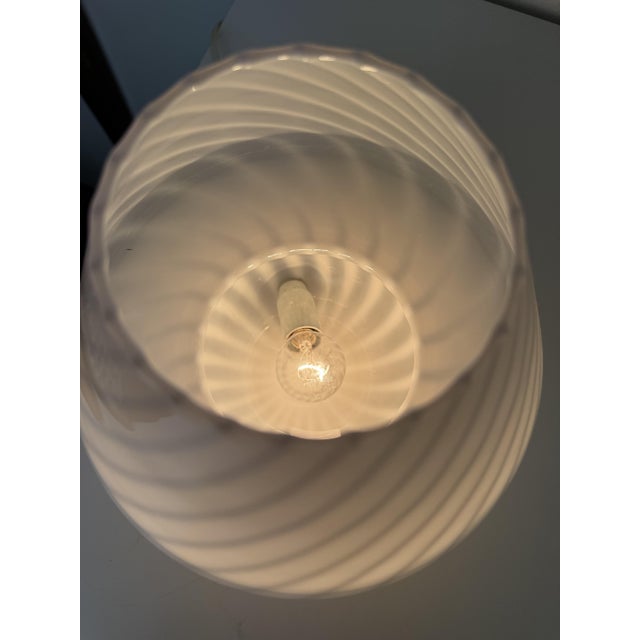 White Venetian Murano Glass Bedside Lamps, 1960, Set of 2 For Sale - Image 8 of 12