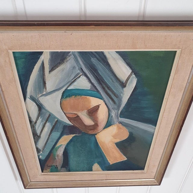 An original mid-century modern oil painting on panel by swedish artist gertie lidberg (1931-2015), dated 1957. The...