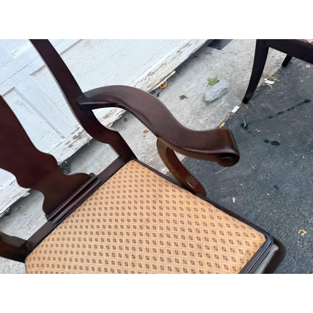 Late 20th Century Late 20th Century Henkel Harris Queen Anne Style Mahogany Open Dining Armchair For Sale - Image 5 of 14