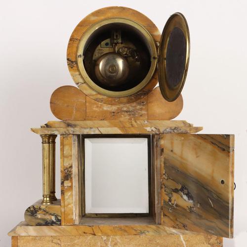 Triptych Clock in Yellow Marble and Gilded Bronze, Set of 3 For Sale - Image 14 of 16