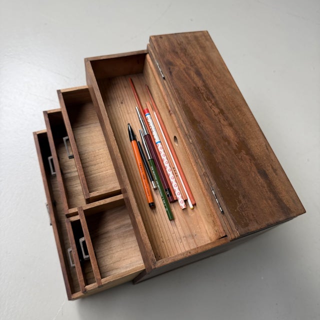 Japanese Writers Cabinet with Drawers and Top Compartment, 1920s For Sale - Image 10 of 15