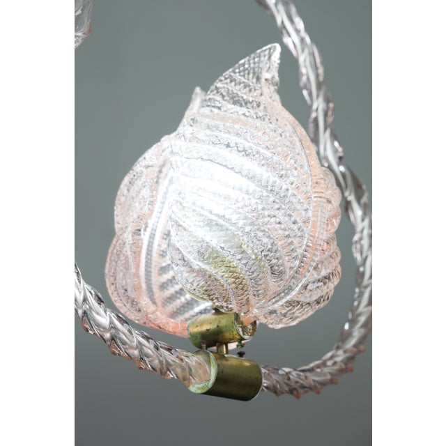 1940s Elgant Pink Art Decò Barovier E Toso Pendant Light Murano Glass For Sale - Image 13 of 13