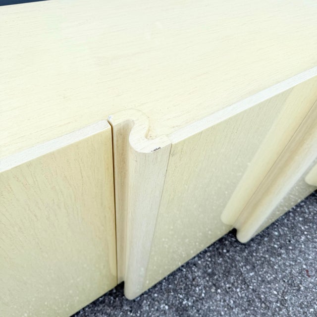 Wood Postmodern Cream Woodgrain Finished Sawtooth Wave Credenza For Sale - Image 7 of 12