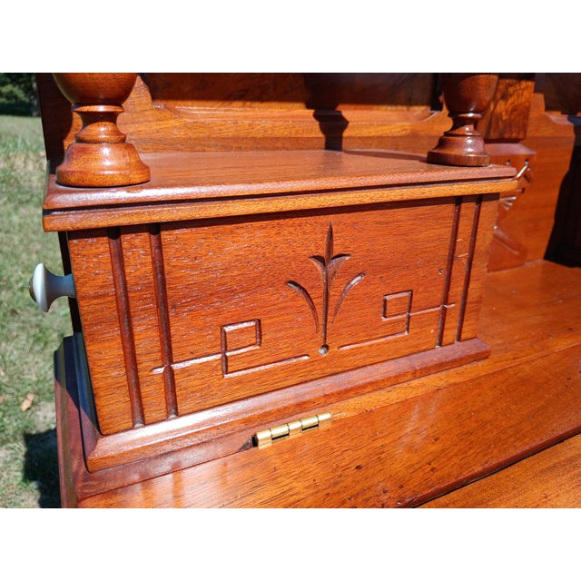 Brown Antique Victorian Walnut Eastlake Ladies Desk 1870s For Sale - Image 8 of 18