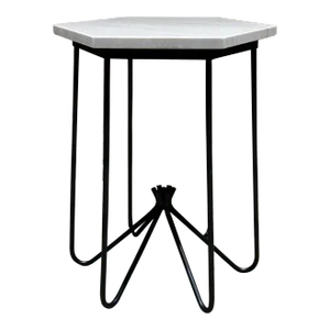 1960s French Side Accent Table Hexagonal Stone Iron