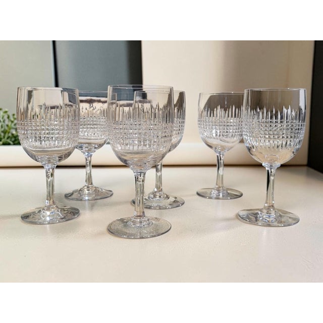 19th Century Crystal Water Glasses with Nancy Pattern from Baccarat, 1890s, Set of 6 For Sale - Image 5 of 7