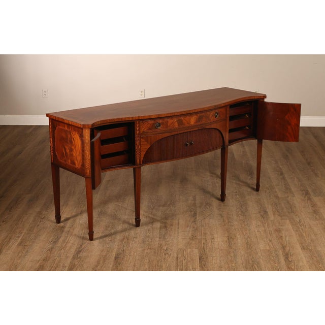 Federal Style Custom Mahogany Sideboard With Inlay And Tambour Door For Sale In Philadelphia - Image 6 of 18