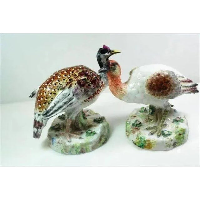 A large pair of 19th c. Volkstedt porcelain models of game birds - a pheasant and a partridge. The detail and painting...