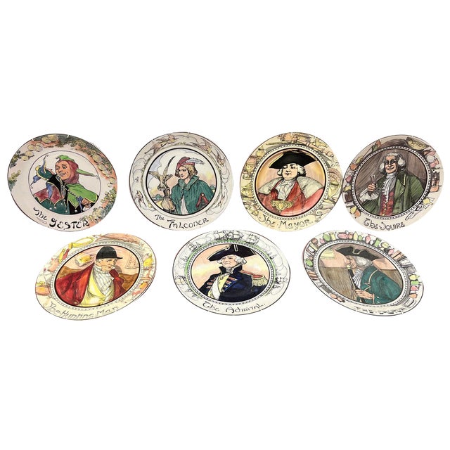 Jester, Falconer, Mayor, Squire, Huntsman, Admiral & Doctor Plates from Royal Doulton, Set of 7 For Sale