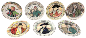 Jester, Falconer, Mayor, Squire, Huntsman, Admiral & Doctor Plates from Royal Doulton, Set of 7