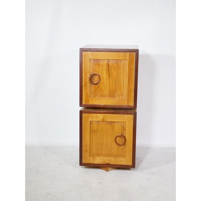 Mid-Century Modern Vintage Wooden Cube Sideboards, 1970s, Set of 2 For Sale - Image 3 of 17
