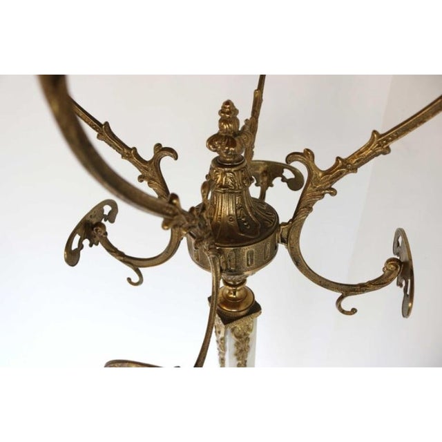 Italian Ornate Antique Brass & Onyx Square Marble Coat Hat Rack Hall Tree Stand For Sale In Fayetteville, AR - Image 6 of 14