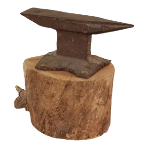 Vintage Small Iron Anvil Mounted on Wooden Block