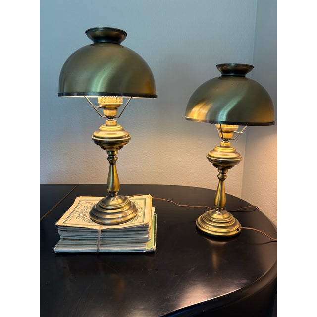 P1960s Brass-Tone Hurricane-Style Dome Table Lamps - a Pair For Sale - Image 12 of 12