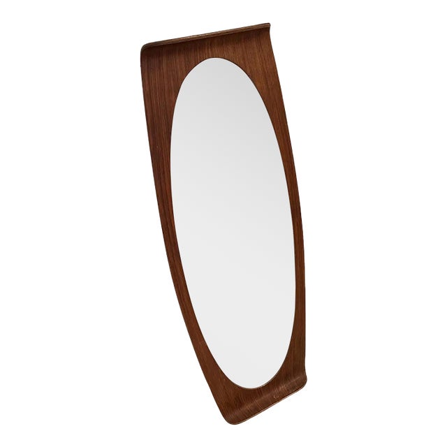 1950s Iconic Mid-Century Modern Curved Teak Wall Mirror by Campo E Graffi For Sale