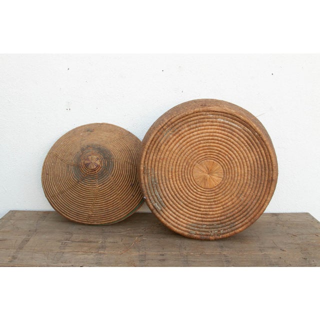 30"Dm Large Antique Nomadic Storage Basket For Sale - Image 10 of 11