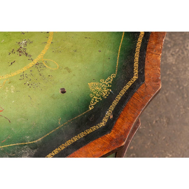 Late 19th Century Victorian Revolving Séance Table With Green Leather Top and Tufted Base For Sale - Image 10 of 14