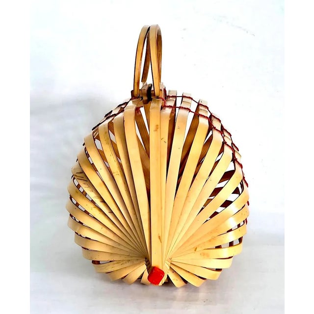 Japanese 1940s Japanese Bamboo Lobster Cage Basket/Purse For Sale - Image 3 of 12