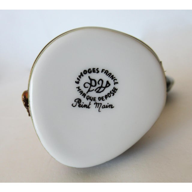 Vintage Limoges, France Hand-Painted Porcelain Enamel Crowing "Rooster" Trinket Box For Sale - Image 12 of 13