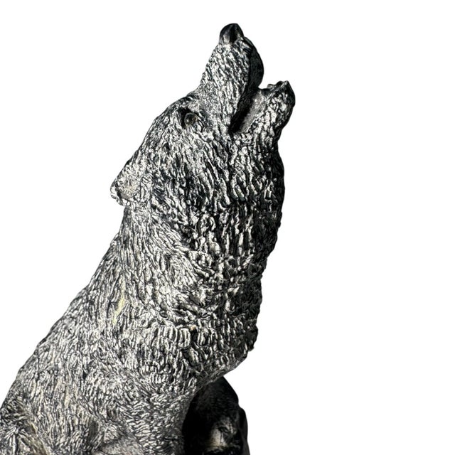 Stone 80s Handmade Wolf Figurine Canada a Wolf Original Sculpture Wildlife Statue For Sale - Image 7 of 10