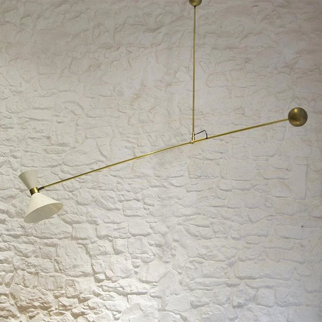 Industrial Mid-Century Italian Counterweight Ceiling Lamp in the style of Stilnovo, 1960s For Sale - Image 3 of 7