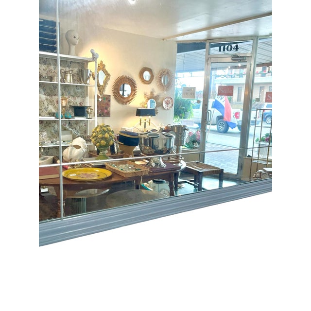 Vintage Blue Painted Segmented Mirror With Gold Painted Geometric Detailing For Sale - Image 4 of 17