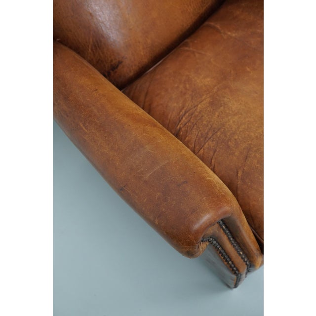 Vintage Dutch Cognac Colored Leather Club Chair For Sale - Image 4 of 18