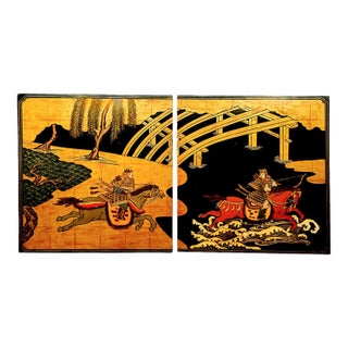 1990s Side by Side Painted Wood Wall Panels by Maitland Smith Ltd. Hong Kong For Sale