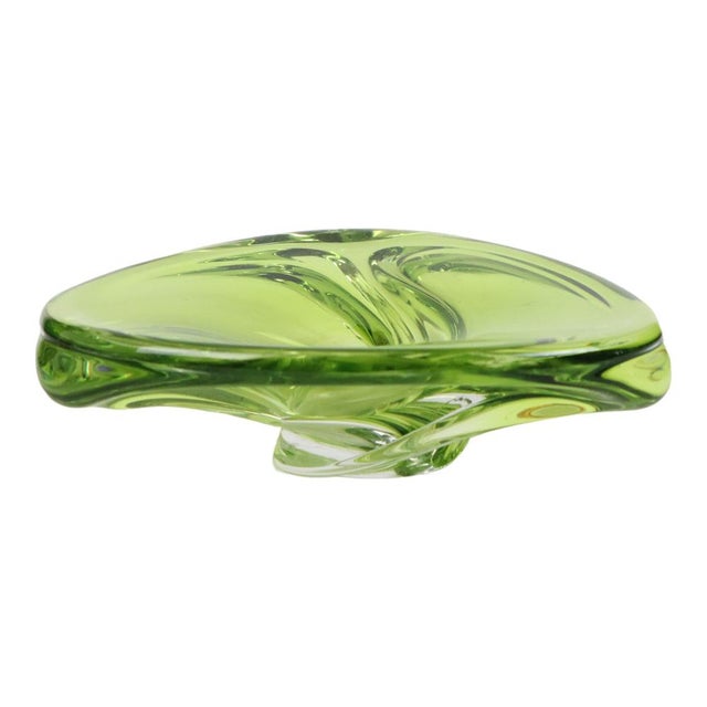Vintage Green Crystal Bowl from Val Saint Lambert, 1960s For Sale - Image 13 of 13