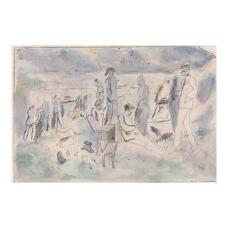 1930s Rudolph Grossman Village Scene Painted Etching For Sale