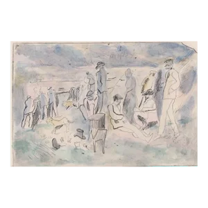 1930s Rudolph Grossman Village Scene Painted Etching