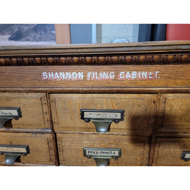 Brown Antique Tiger Oak File Cabinet Circa. 1900 (24) Drawers For Sale - Image 8 of 11