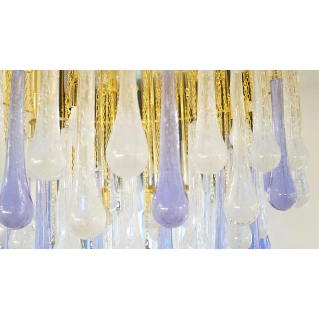 Pulegoso & Alexandrite Glass Drop Flush Mount Chandelier by Franco Luce, 1980. For Sale - Image 4 of 6