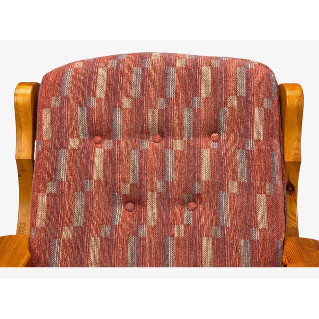 Swedish Modern, Pine, Red Fabric, Brutalist Lounge Chairs, Sweden, 1950s For Sale - Image 11 of 12