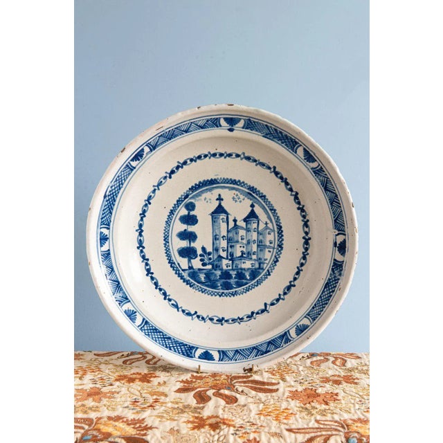 Large Early 18th Century Faience Blue & White Platter from Nevers For Sale - Image 7 of 7