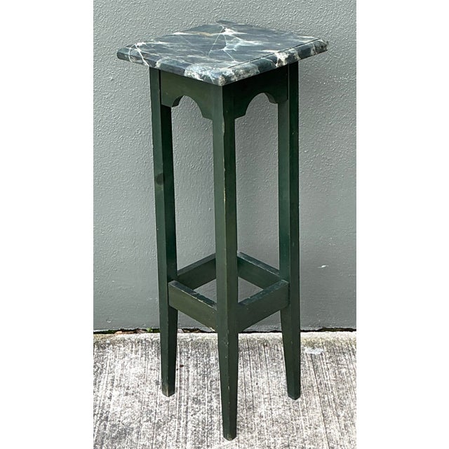 Vintage Brazilian Faux Finished Marble Pedestal For Sale In West Palm - Image 6 of 12