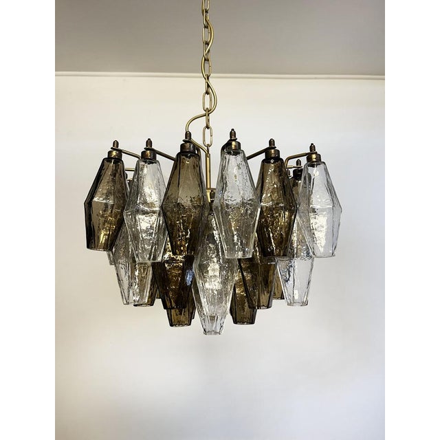 Mid-Century Modern Chandelier in Clear and Smoked Glasses by Carlo Scarpa, 1990 For Sale - Image 3 of 18