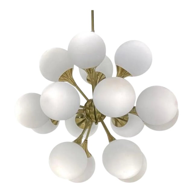 Vintage Late 20th Century Murano Glass and Brass Sputnik Cloud Chandelier For Sale