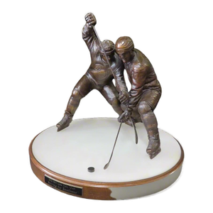 2002 Replica Bronze Statue of Watts & Dario Playing Hockey "Striving for Excellence" Signed by Watts